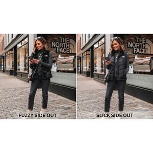 The North Face Osito Black reversible Faux Fur Full Zip Vest  Sleeveless Jacket